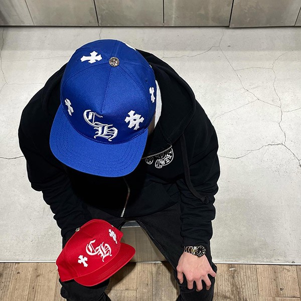 せいや クロムハーツ 帽子 5パネル CHクロス レザーパッチ キャップ Kur11113